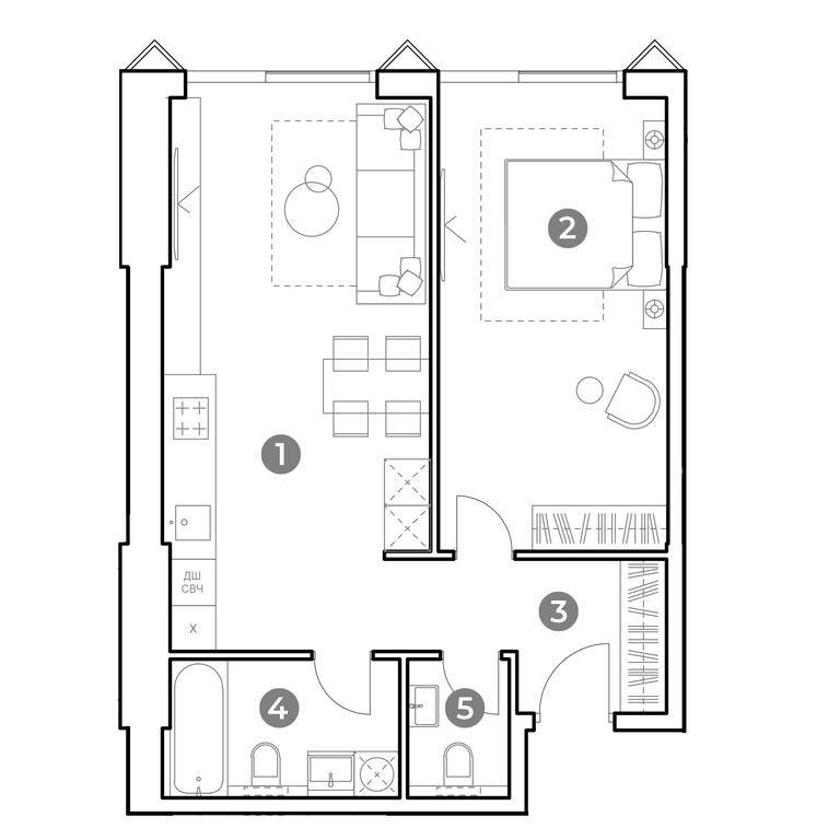 1-BD Apartment Sale, 57.1 sq. m. at Nametkin Tower, Namyotkina Street, 10А, Moscow, Russia #1