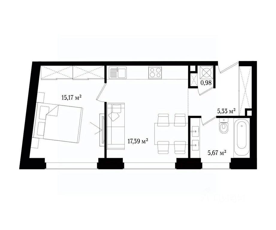 1-BD Apartment Sale, 44.54平方米 at Vernissage (Apartamenty premium-klassa) (Vernisazh), Schipok Street, Moscow, Russia #1