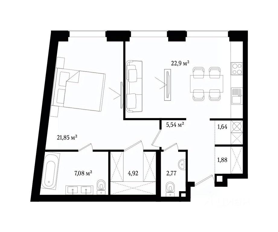 1-BD Apartment Sale, 68.58 sq. m. at Vernissage (Apartamenty premium-klassa) (Vernisazh), Schipok Street, Moscow, Russia #1