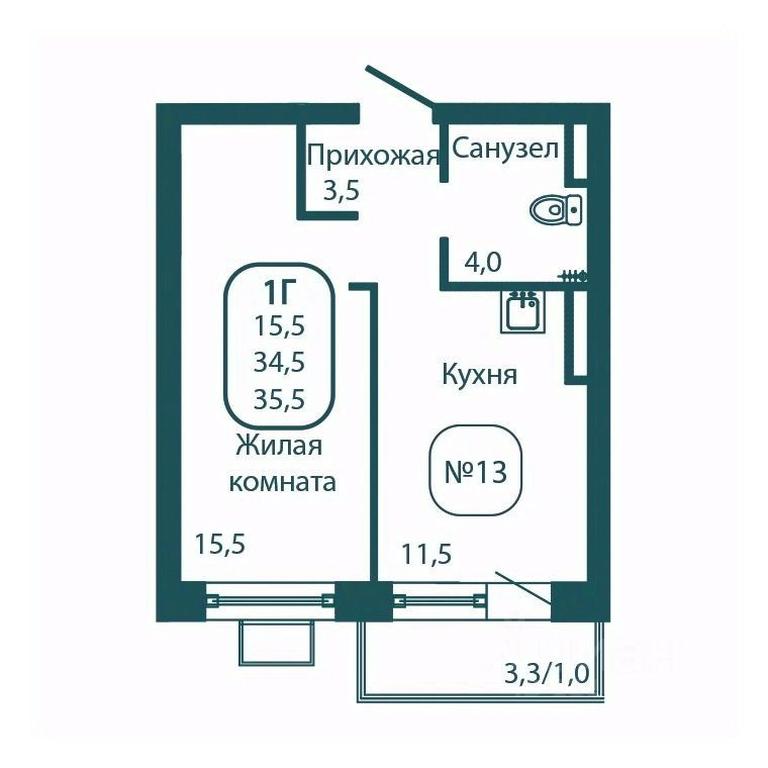 Apartment Sale, 35.5 sq. m. at Andreevka LIFE, Georgievskoe Highway, Moscow Region, Russia #1