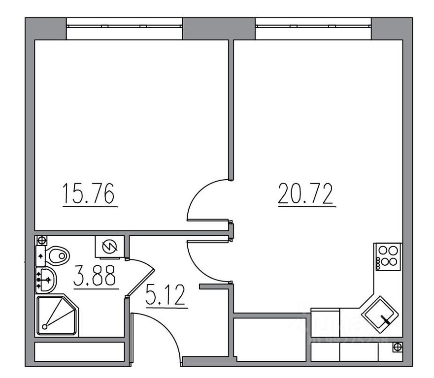 1-BD Apartment Sale, 45.48 sq. m. at Klubny dom Novoe Vashutino, Vashutinskoye Highway, Moscow Region, Russia #1