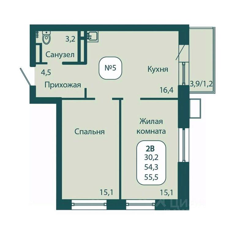1-BD Apartment Sale, 55.5 sq. m. at Andreevka LIFE, Georgievskoe Highway, Moscow Region, Russia #1