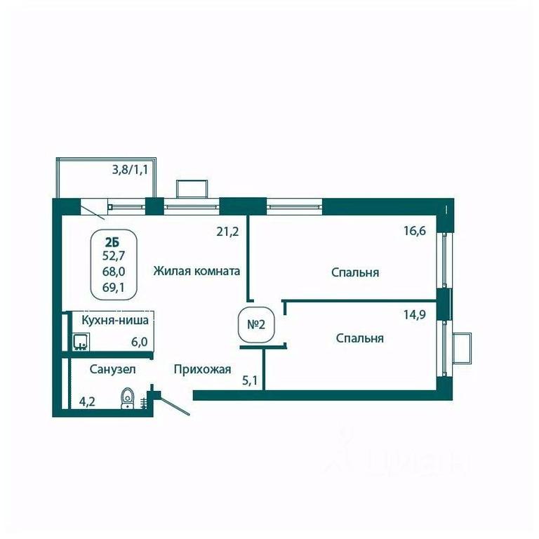 1-BD Apartment Sale, 69.1 sq. m. at Andreevka LIFE, Georgievskoe Highway, Moscow Region, Russia #1