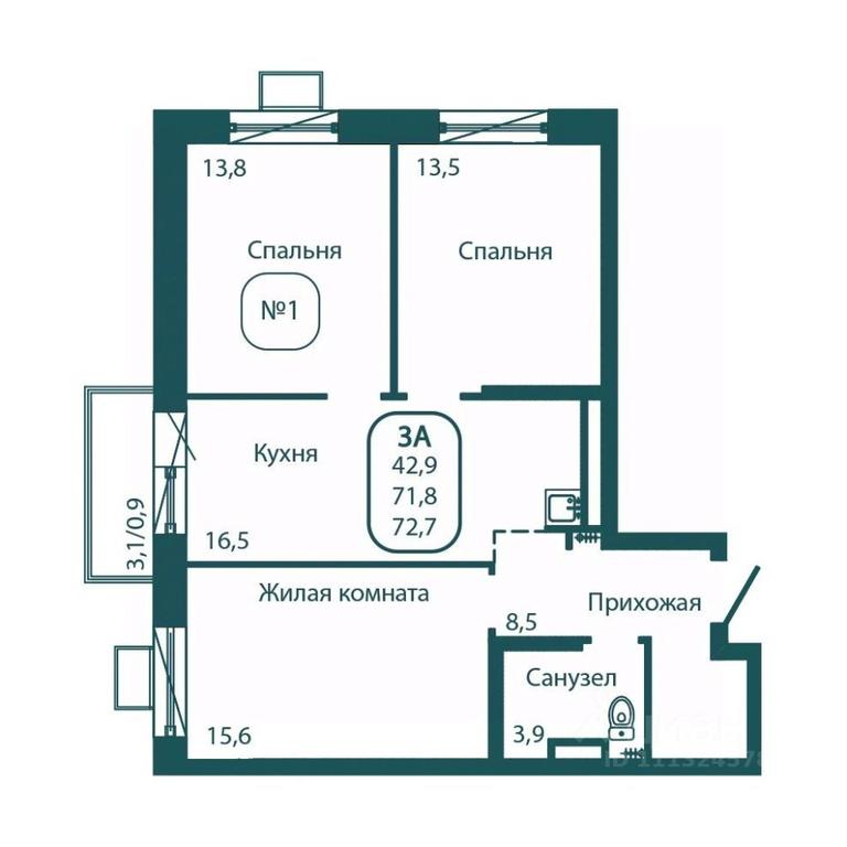 2-BD Apartment Sale, 72.7 sq. m. at Andreevka LIFE, Georgievskoe Highway, Moscow Region, Russia #1