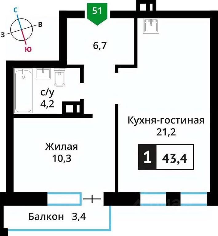 Apartment Sale, 43.4平方米 at Smart Kvartal Lesnaya Otrada, ulitsa Detstva, derevnya Aristovo, Krasnogorsk Urban District, Moscow Region, Russia #1 Apartment Sale, 43.4平方米 at Smart Kvartal Lesnaya Otrada, ulitsa Detstva, derevnya Aristovo, Krasnogorsk Urban District, Moscow Region, Russia #1