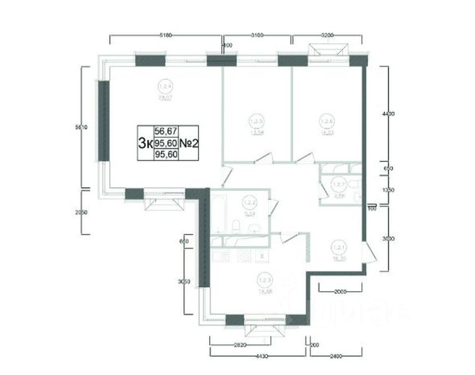 2-BD Apartment Sale, 95.6平方米 at Aviator-2, ulitsa Kurzenkova, 12, Naro-Fominsk, Moscow Region, Russia #2