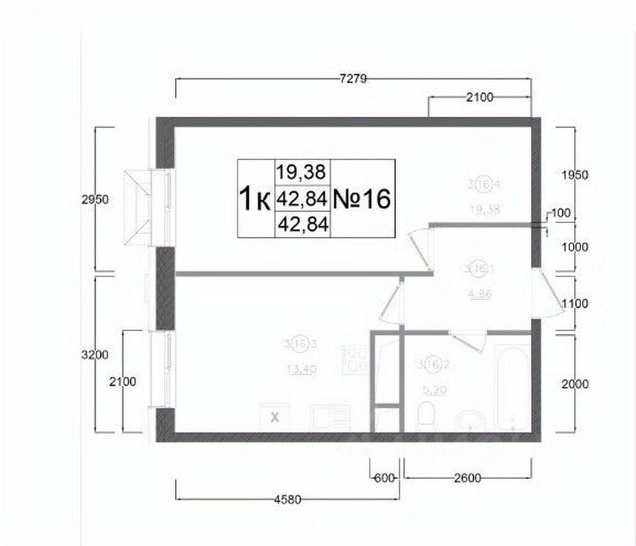 Apartment Sale, 42.84平方米 at Aviator-2, ulitsa Kurzenkova, 12, Naro-Fominsk, Moscow Region, Russia #2