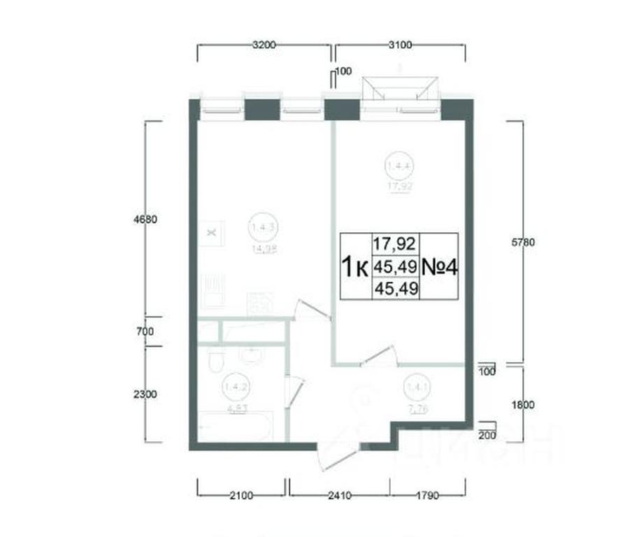 Apartment Sale, 45.49 sq. m. at Aviator-2, ulitsa Kurzenkova, 12, Naro-Fominsk, Moscow Region, Russia #2