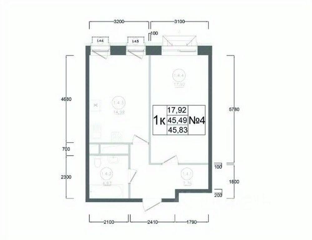 Apartment Sale, 45.83平方米 at Aviator-2, ulitsa Kurzenkova, 12, Naro-Fominsk, Moscow Region, Russia #2