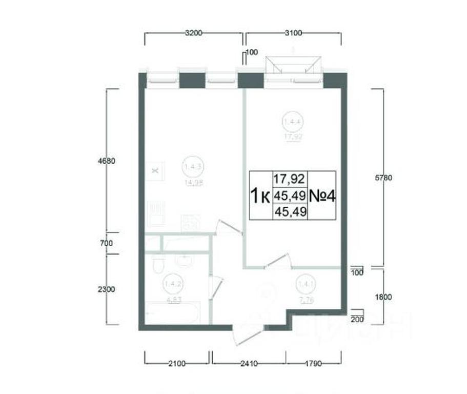 Apartment Sale, 45.49平方米 at Aviator-2, ulitsa Kurzenkova, 12, Naro-Fominsk, Moscow Region, Russia #2