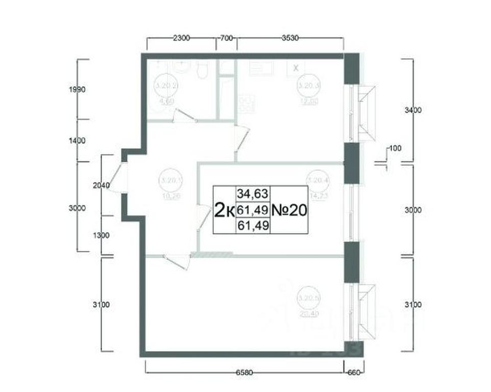 1-BD Apartment Sale, 61.49 sq. m. at Aviator-2, ulitsa Kurzenkova, 12, Naro-Fominsk, Moscow Region, Russia #2