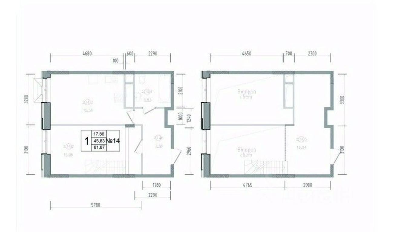 Apartment Sale, 61.87平方米 at Aviator-2, ulitsa Kurzenkova, 12, Naro-Fominsk, Moscow Region, Russia #2