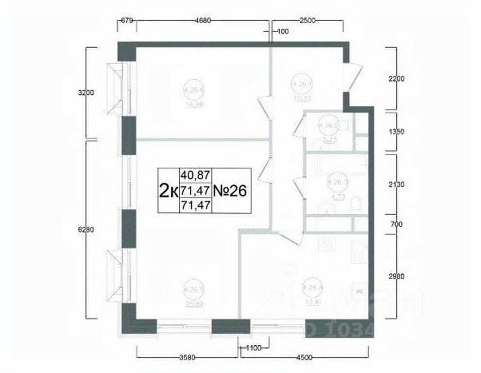 1-BD Apartment Sale, 71.47 sq. m. at Aviator-2, ulitsa Kurzenkova, 12, Naro-Fominsk, Moscow Region, Russia #2