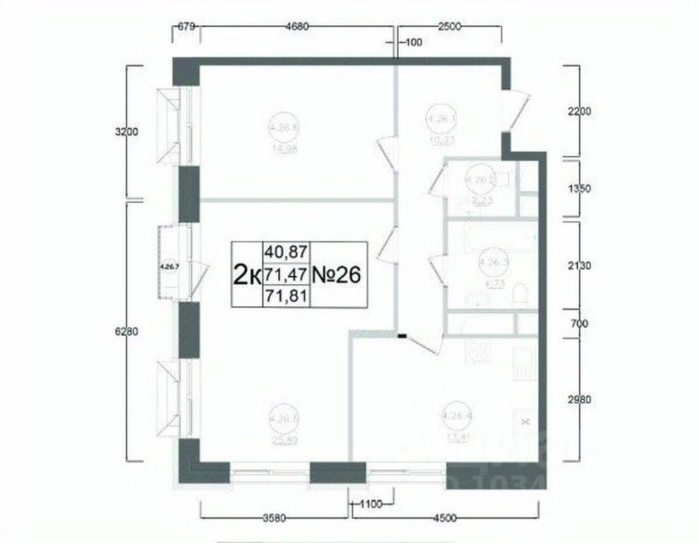 1-BD Apartment Sale, 71.81平方米 at Aviator-2, ulitsa Kurzenkova, 12, Naro-Fominsk, Moscow Region, Russia #2