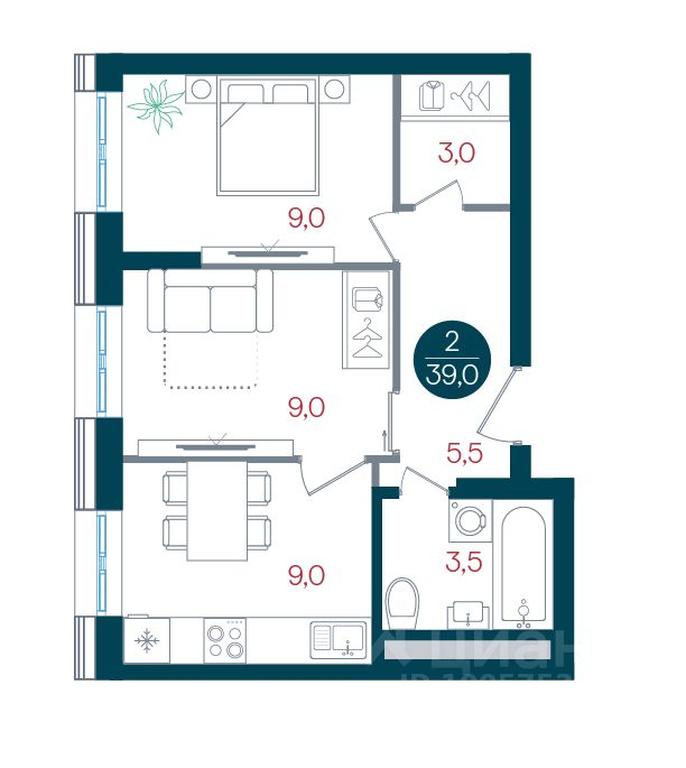 1-BD Apartment Sale, 39 sq. m. at RUSICh-Kantemirovskiy, Kavkazsky Boulevard, Moscow, Russia #1