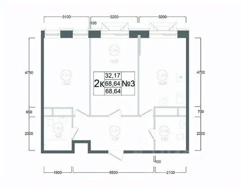 1-BD Apartment Sale, 68.64 sq. m. at Aviator-2, ulitsa Kurzenkova, 12, Naro-Fominsk, Moscow Region, Russia #2