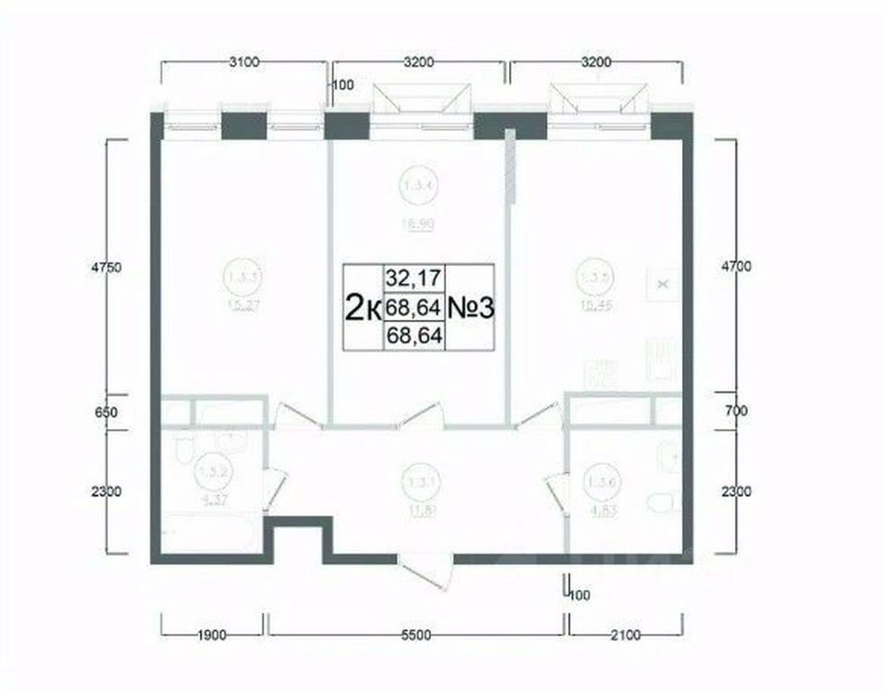1-BD Apartment Sale, 68.64 sq. m. at Aviator-2, ulitsa Kurzenkova, 12, Naro-Fominsk, Moscow Region, Russia #2