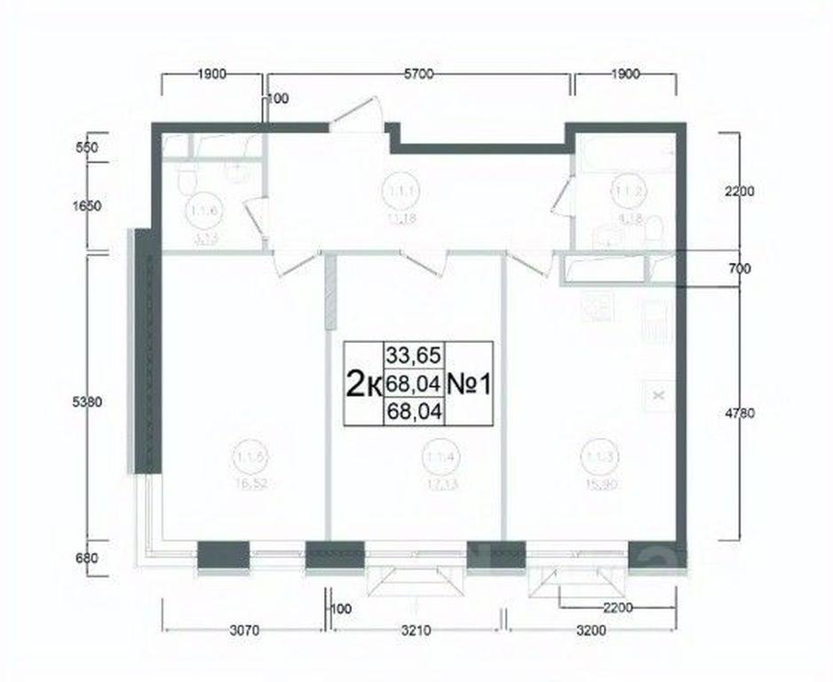 1-BD Apartment Sale, 68.04平方米 at Aviator-2, ulitsa Kurzenkova, 12, Naro-Fominsk, Moscow Region, Russia #2