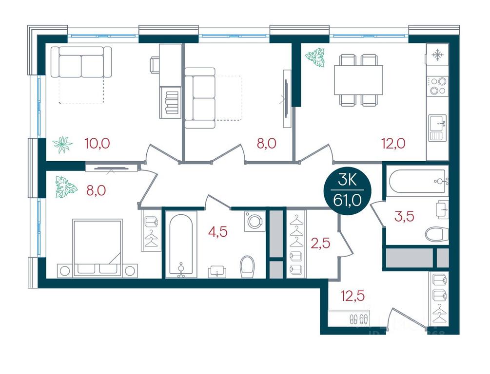 2-BD Apartment Sale, 61平方米 at RUSICh-Kantemirovskiy, Kavkazsky Boulevard, Moscow, Russia #1 2-BD Apartment Sale, 61平方米 at RUSICh-Kantemirovskiy, Kavkazsky Boulevard, Moscow, Russia #1