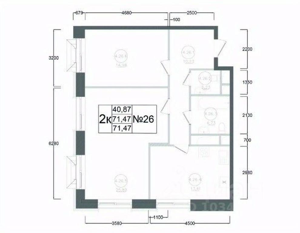 1-BD Apartment Sale, 71.47平方米 at Aviator-2, ulitsa Kurzenkova, 12, Naro-Fominsk, Moscow Region, Russia #2