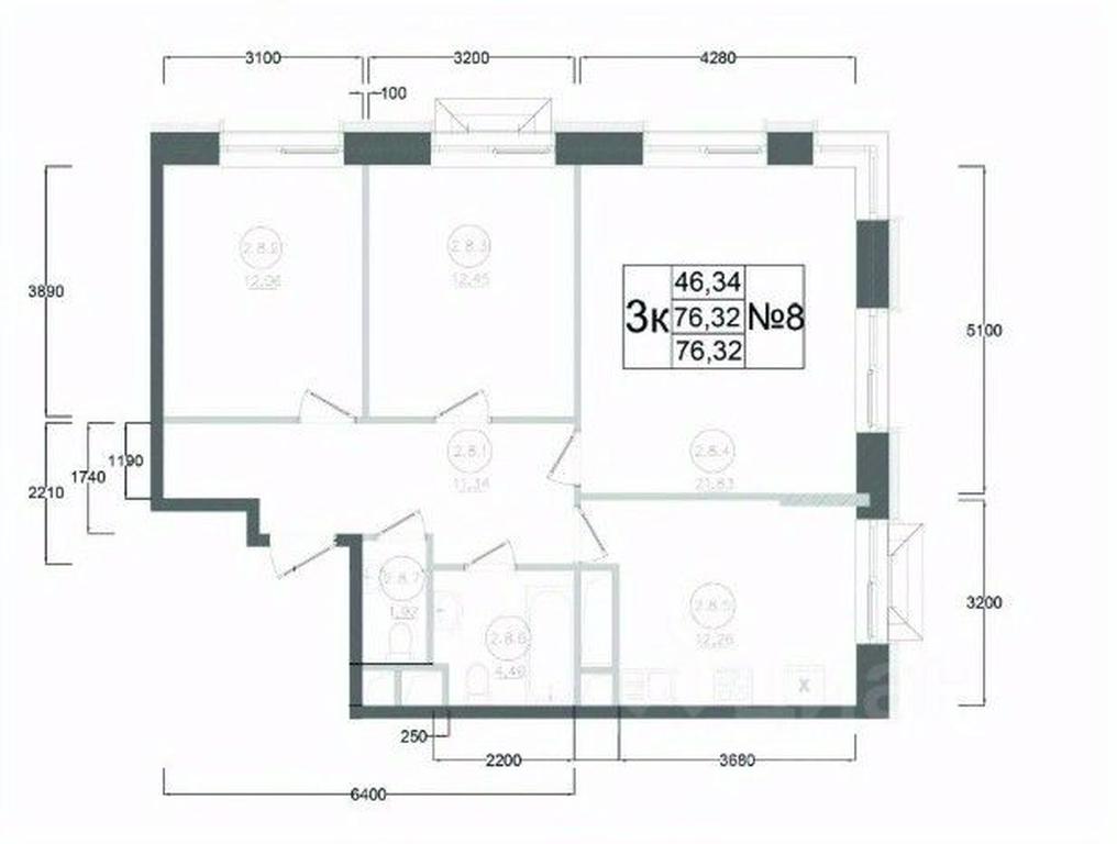 2-BD Apartment Sale, 76.32 sq. m. at Aviator-2, ulitsa Kurzenkova, 12, Naro-Fominsk, Moscow Region, Russia #2 2-BD Apartment Sale, 76.32 sq. m. at Aviator-2, ulitsa Kurzenkova, 12, Naro-Fominsk, Moscow Region, Russia #2