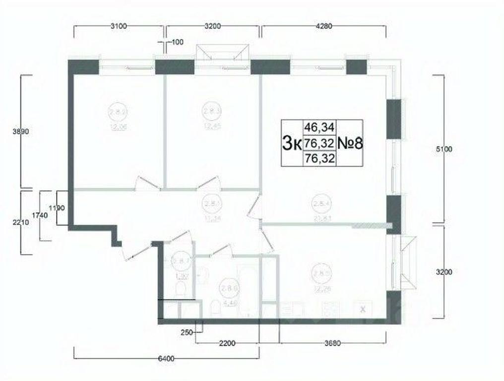 2-BD Apartment Sale, 76.32 sq. m. at Aviator-2, ulitsa Kurzenkova, 12, Naro-Fominsk, Moscow Region, Russia #2 2-BD Apartment Sale, 76.32 sq. m. at Aviator-2, ulitsa Kurzenkova, 12, Naro-Fominsk, Moscow Region, Russia #2