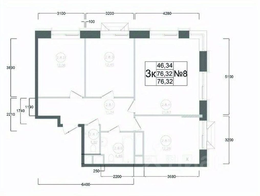 2-BD Apartment Sale, 76.32 sq. m. at Aviator-2, ulitsa Kurzenkova, 12, Naro-Fominsk, Moscow Region, Russia #2 2-BD Apartment Sale, 76.32 sq. m. at Aviator-2, ulitsa Kurzenkova, 12, Naro-Fominsk, Moscow Region, Russia #2