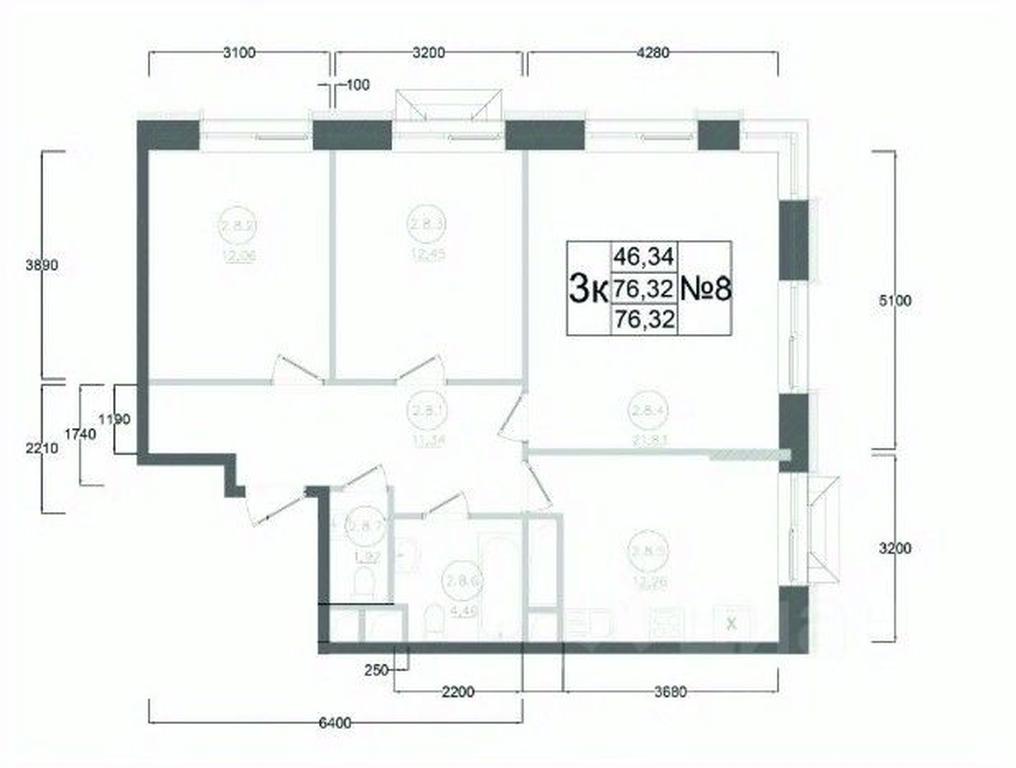 2-BD Apartment Sale, 76.32平方米 at Aviator-2, ulitsa Kurzenkova, 12, Naro-Fominsk, Moscow Region, Russia #2 2-BD Apartment Sale, 76.32平方米 at Aviator-2, ulitsa Kurzenkova, 12, Naro-Fominsk, Moscow Region, Russia #2