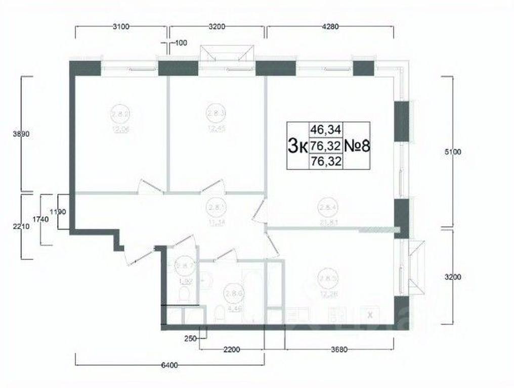 2-BD Apartment Sale, 76.32 sq. m. at Aviator-2, ulitsa Kurzenkova, 12, Naro-Fominsk, Moscow Region, Russia #2 2-BD Apartment Sale, 76.32 sq. m. at Aviator-2, ulitsa Kurzenkova, 12, Naro-Fominsk, Moscow Region, Russia #2