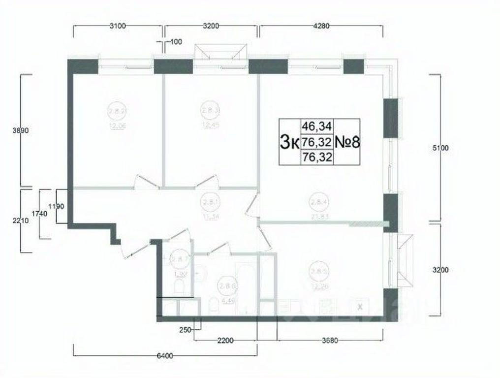 2-BD Apartment Sale, 76.32 sq. m. at Aviator-2, ulitsa Kurzenkova, 12, Naro-Fominsk, Moscow Region, Russia #2 2-BD Apartment Sale, 76.32 sq. m. at Aviator-2, ulitsa Kurzenkova, 12, Naro-Fominsk, Moscow Region, Russia #2