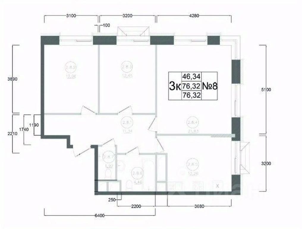 2-BD Apartment Sale, 76.32 sq. m. at Aviator-2, ulitsa Kurzenkova, 12, Naro-Fominsk, Moscow Region, Russia #2 2-BD Apartment Sale, 76.32 sq. m. at Aviator-2, ulitsa Kurzenkova, 12, Naro-Fominsk, Moscow Region, Russia #2