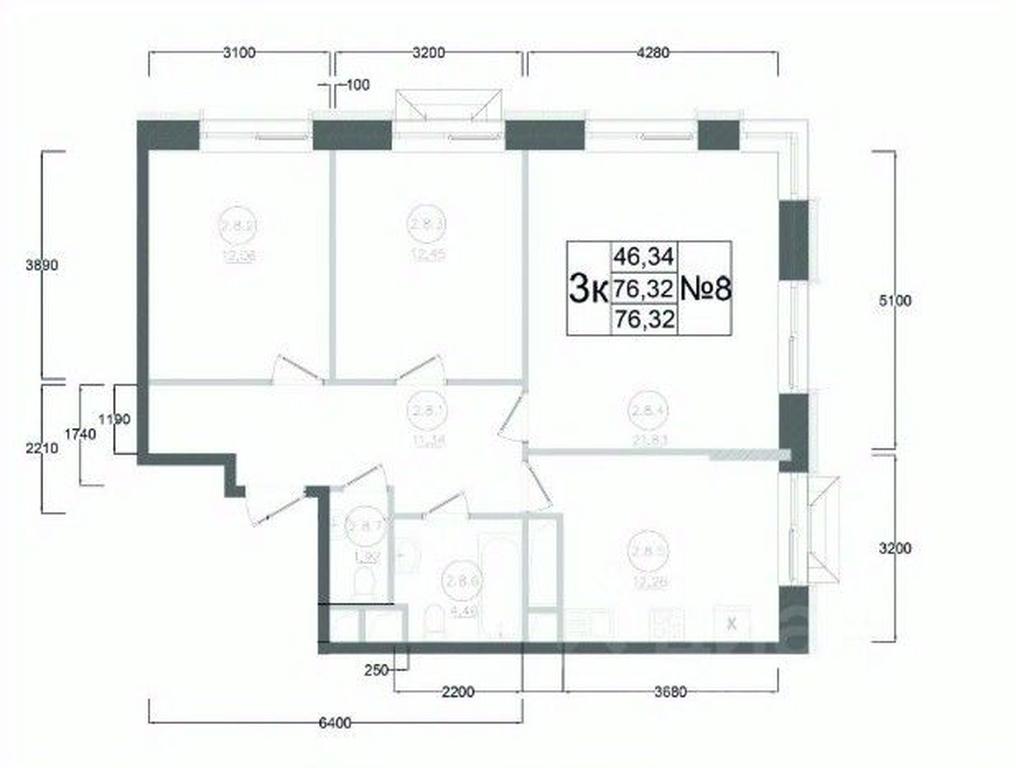 2-BD Apartment Sale, 76.32 sq. m. at Aviator-2, ulitsa Kurzenkova, 12, Naro-Fominsk, Moscow Region, Russia #2 2-BD Apartment Sale, 76.32 sq. m. at Aviator-2, ulitsa Kurzenkova, 12, Naro-Fominsk, Moscow Region, Russia #2