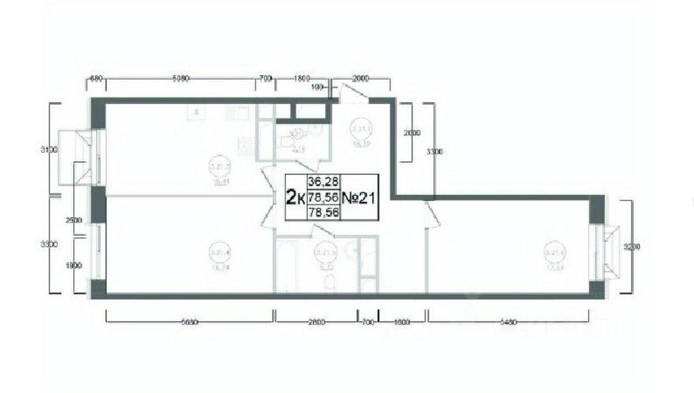 1-BD Apartment Sale, 78.56 sq. m. at Aviator-2, ulitsa Kurzenkova, 12, Naro-Fominsk, Moscow Region, Russia #2