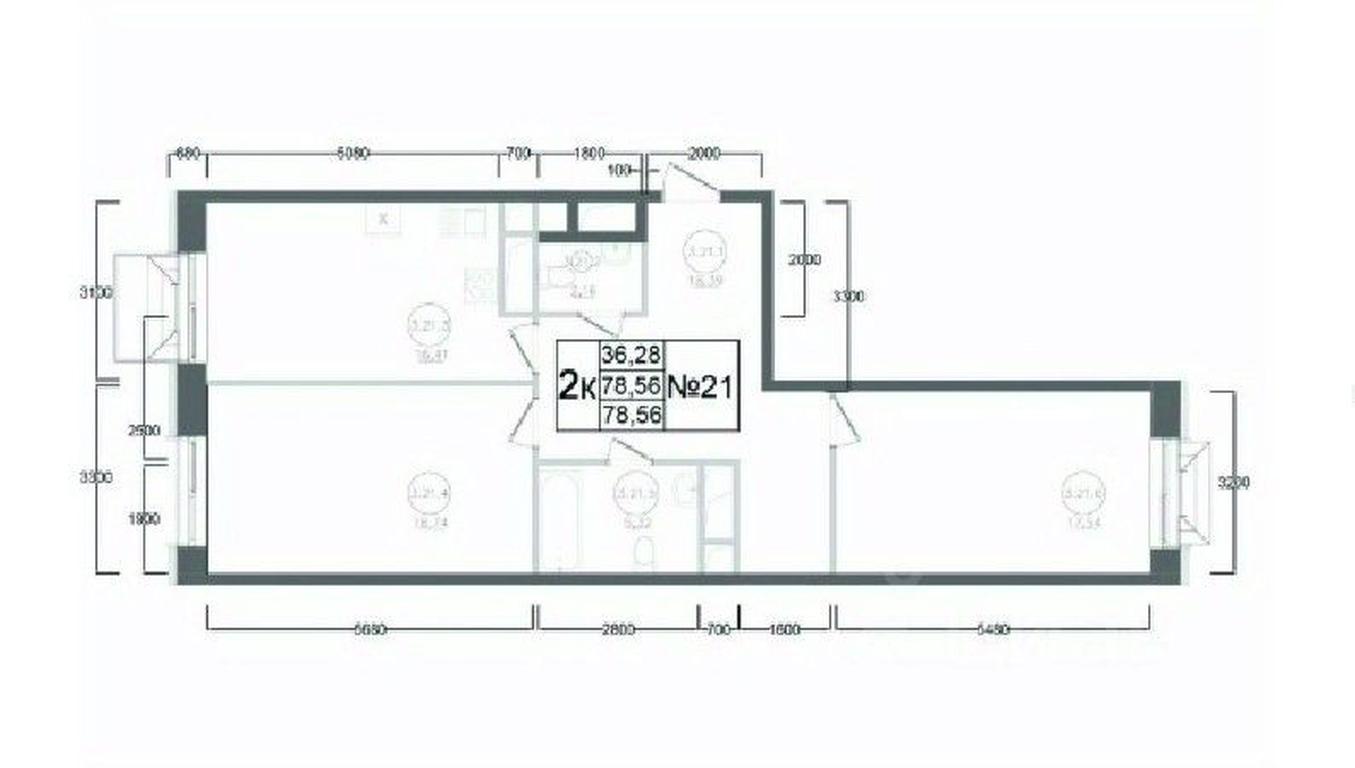 1-BD Apartment Sale, 78.56 sq. m. at Aviator-2, ulitsa Kurzenkova, 12, Naro-Fominsk, Moscow Region, Russia #2