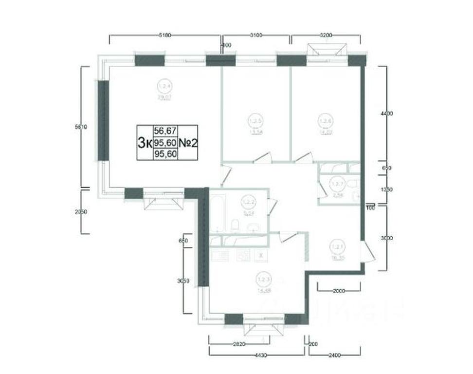 2-BD Apartment Sale, 95.6 sq. m. at Aviator-2, ulitsa Kurzenkova, 12, Naro-Fominsk, Moscow Region, Russia #2