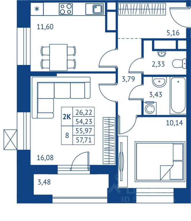 1-BD Apartment Sale, 54.23平方米 at POKOLENIE PERVYKh, Novyye Podlipki Microdistrict, Korolyov, Moscow Region, Russia #1 1-BD Apartment Sale, 54.23平方米 at POKOLENIE PERVYKh, Novyye Podlipki Microdistrict, Korolyov, Moscow Region, Russia #1