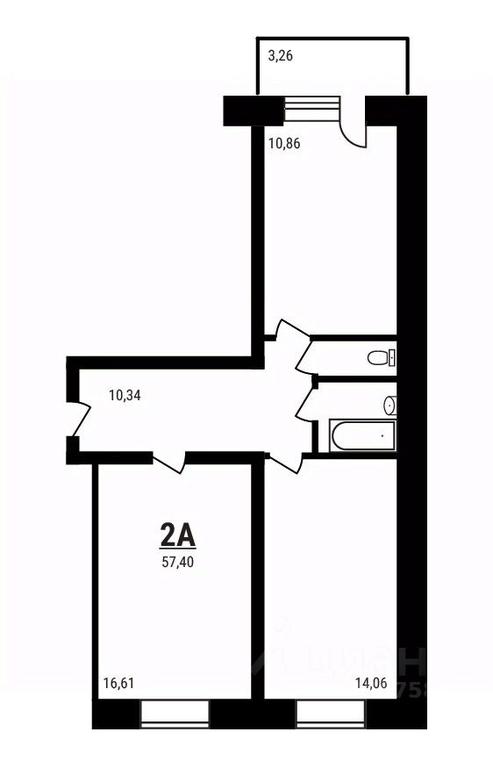 1-BD Apartment Sale, 57.4 sq. m. at Druzhny, mikrorayon Druzhny, rabochiy posyolok Tuchkovo, Ruzskiy City District, Moscow Region, Russia #1