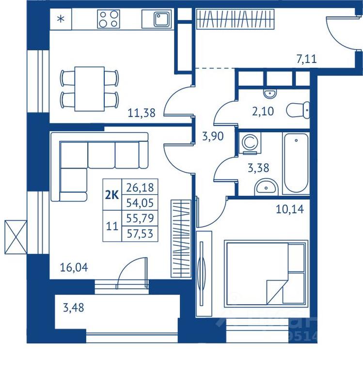Продажа 1-комн. квартиры, 54,05 м² в ЖК «ПОКОЛЕНИЕ ПЕРВЫХ», микрорайон Новые Подлипки, Королёв, Московская область, Россия #1