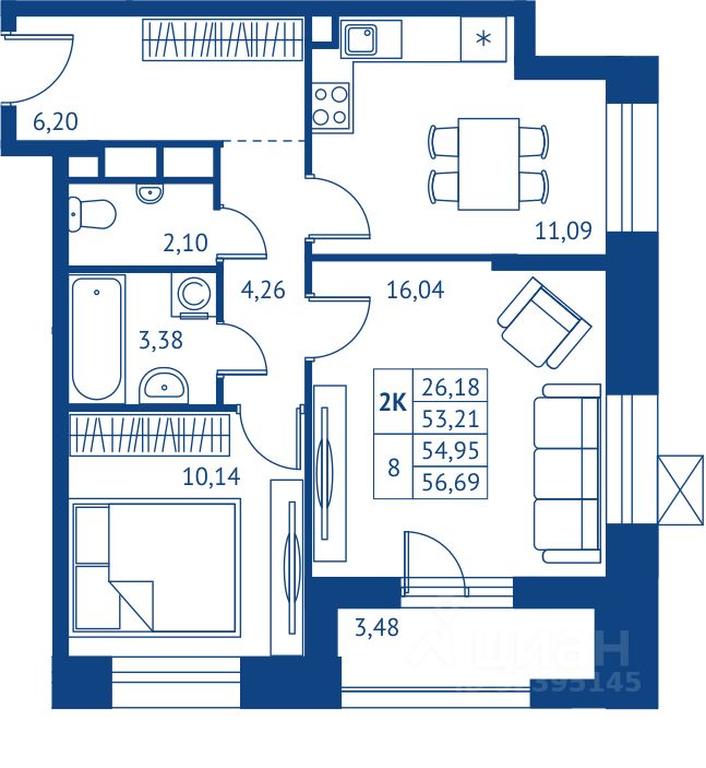 Продажа 1-комн. квартиры, 53,21 м² в ЖК «ПОКОЛЕНИЕ ПЕРВЫХ», микрорайон Новые Подлипки, Королёв, Московская область, Россия #1