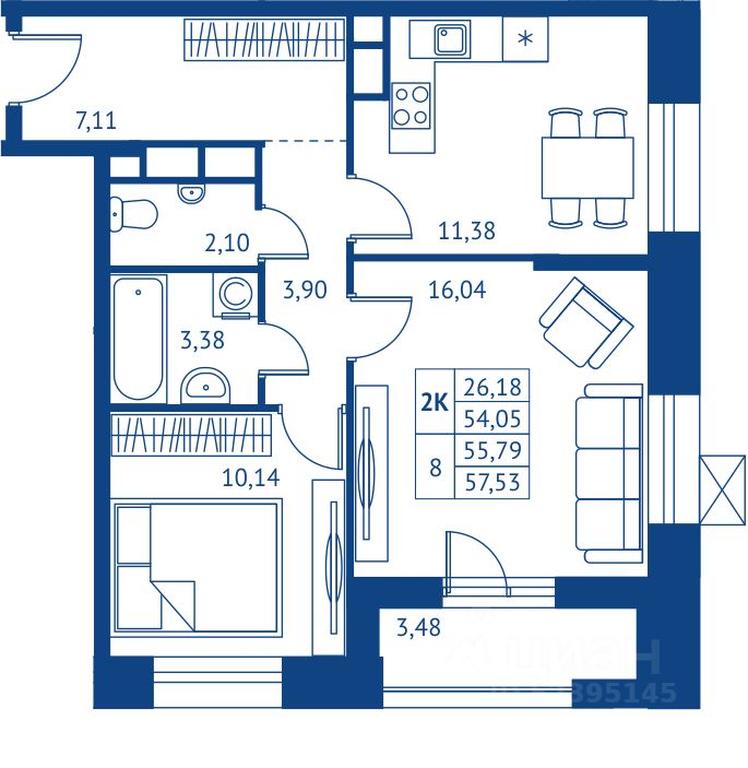 Продажа 1-комн. квартиры, 54,05 м² в ЖК «ПОКОЛЕНИЕ ПЕРВЫХ», микрорайон Новые Подлипки, Королёв, Московская область, Россия #1