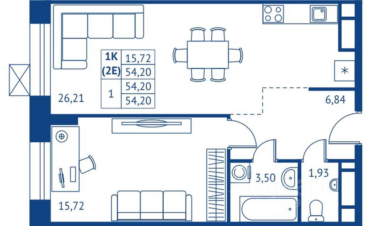 Apartment Sale, 54.2 sq. m. at POKOLENIE PERVYKh, Novyye Podlipki Microdistrict, Korolyov, Moscow Region, Russia #1