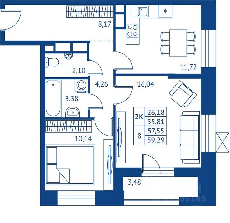 Продажа 1-комн. квартиры, 55,81 м² в ЖК «ПОКОЛЕНИЕ ПЕРВЫХ», микрорайон Новые Подлипки, Королёв, Московская область, Россия #1