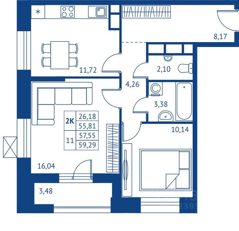 Продажа 1-комн. квартиры, 55,81 м² в ЖК «ПОКОЛЕНИЕ ПЕРВЫХ», микрорайон Новые Подлипки, Королёв, Московская область, Россия #1