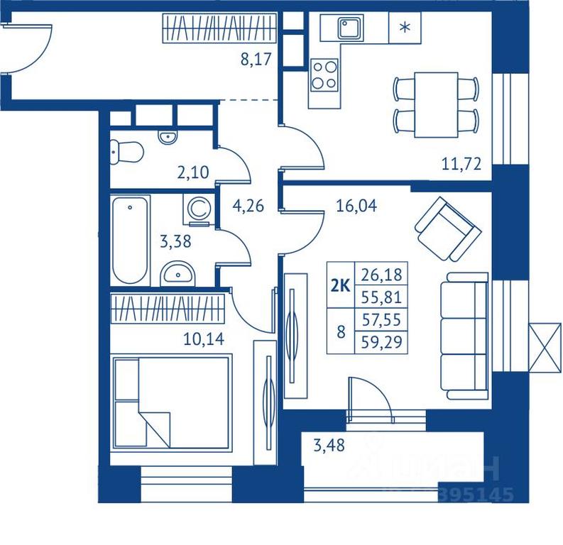 Продажа 1-комн. квартиры, 55,81 м² в ЖК «ПОКОЛЕНИЕ ПЕРВЫХ», микрорайон Новые Подлипки, Королёв, Московская область, Россия #1