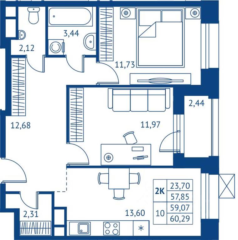 Продажа 1-комн. квартиры, 57,85 м² в ЖК «ПОКОЛЕНИЕ ПЕРВЫХ», микрорайон Новые Подлипки, Королёв, Московская область, Россия #1