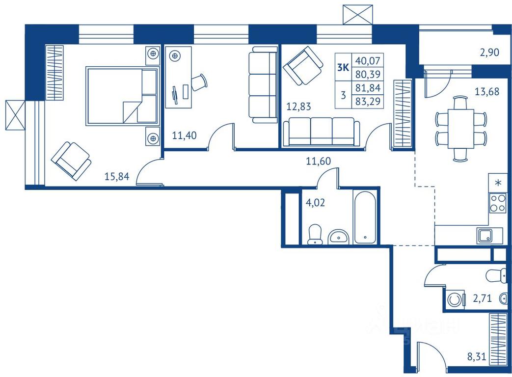 2-BD Apartment Sale, 80.39 sq. m. at POKOLENIE PERVYKh, Novyye Podlipki Microdistrict, Korolyov, Moscow Region, Russia #1 2-BD Apartment Sale, 80.39 sq. m. at POKOLENIE PERVYKh, Novyye Podlipki Microdistrict, Korolyov, Moscow Region, Russia #1