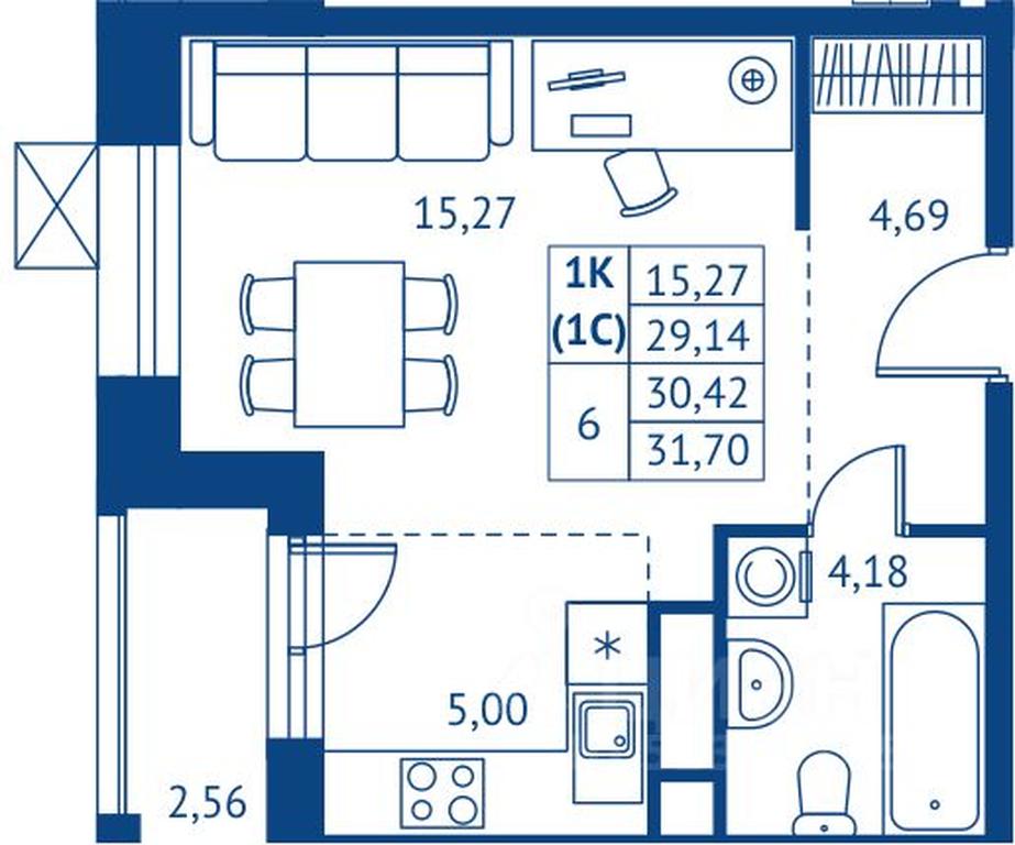 Apartment Sale, 29.14平方米 at POKOLENIE PERVYKh, Novyye Podlipki Microdistrict, Korolyov, Moscow Region, Russia #1