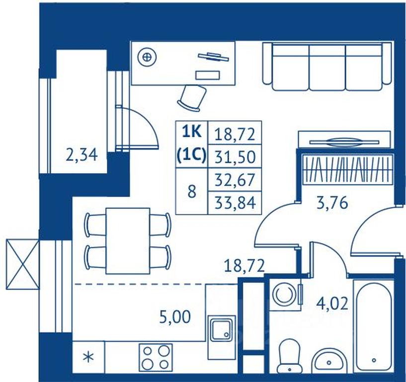 Apartment Sale, 31.5平方米 at POKOLENIE PERVYKh, Novyye Podlipki Microdistrict, Korolyov, Moscow Region, Russia #1