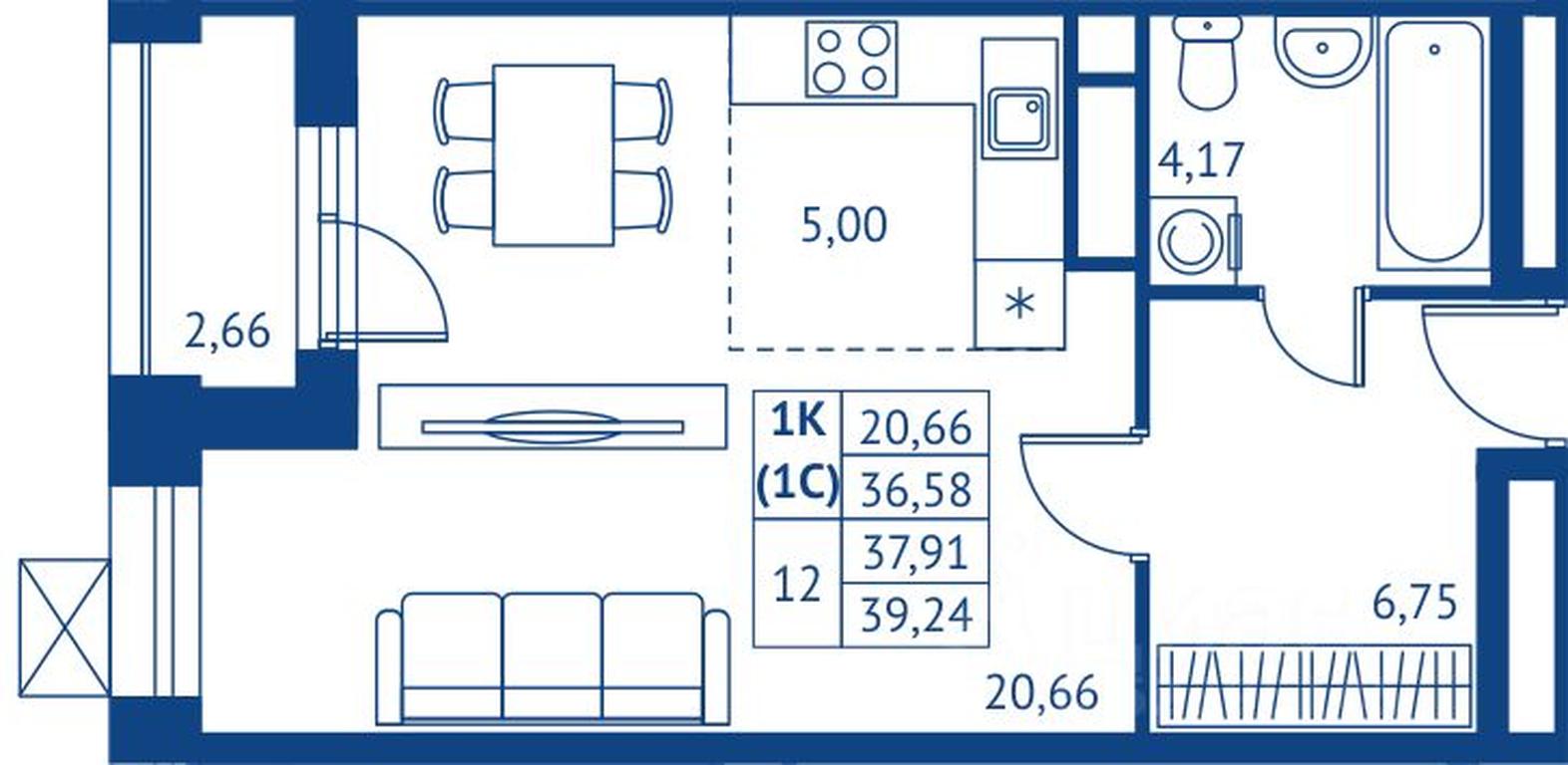 Apartment Sale, 36.58平方米 at POKOLENIE PERVYKh, Novyye Podlipki Microdistrict, Korolyov, Moscow Region, Russia #1