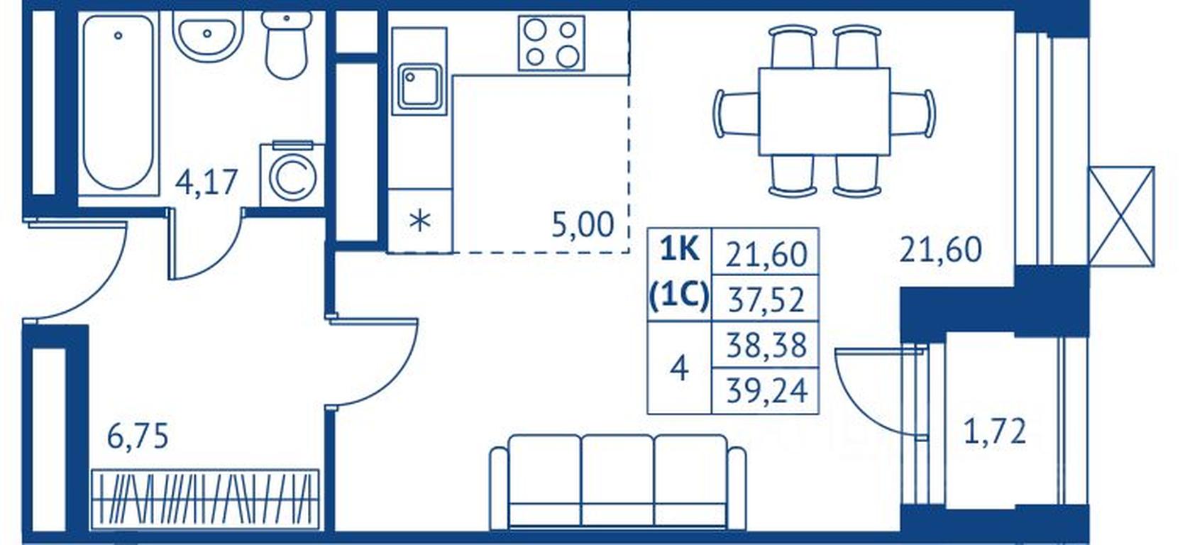 Apartment Sale, 37.52平方米 at POKOLENIE PERVYKh, Novyye Podlipki Microdistrict, Korolyov, Moscow Region, Russia #1
